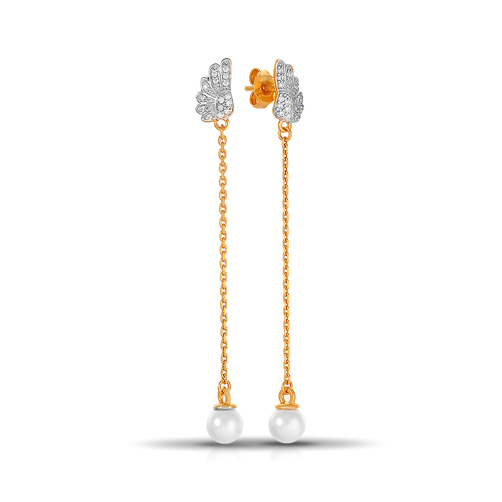 Серьги Вырица с фианитами и жемчугом swarovski
