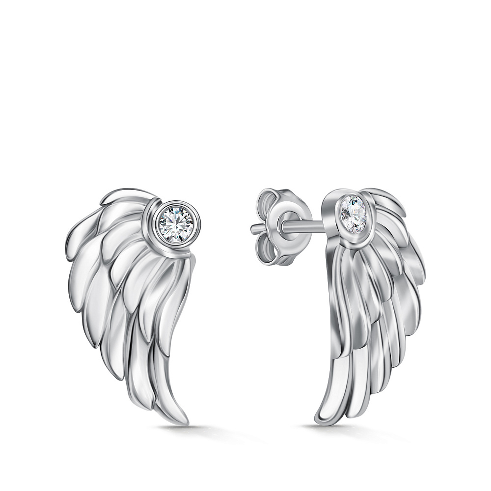 Серьги Вырица "Крылья" с фианитами и кристаллами swarovski