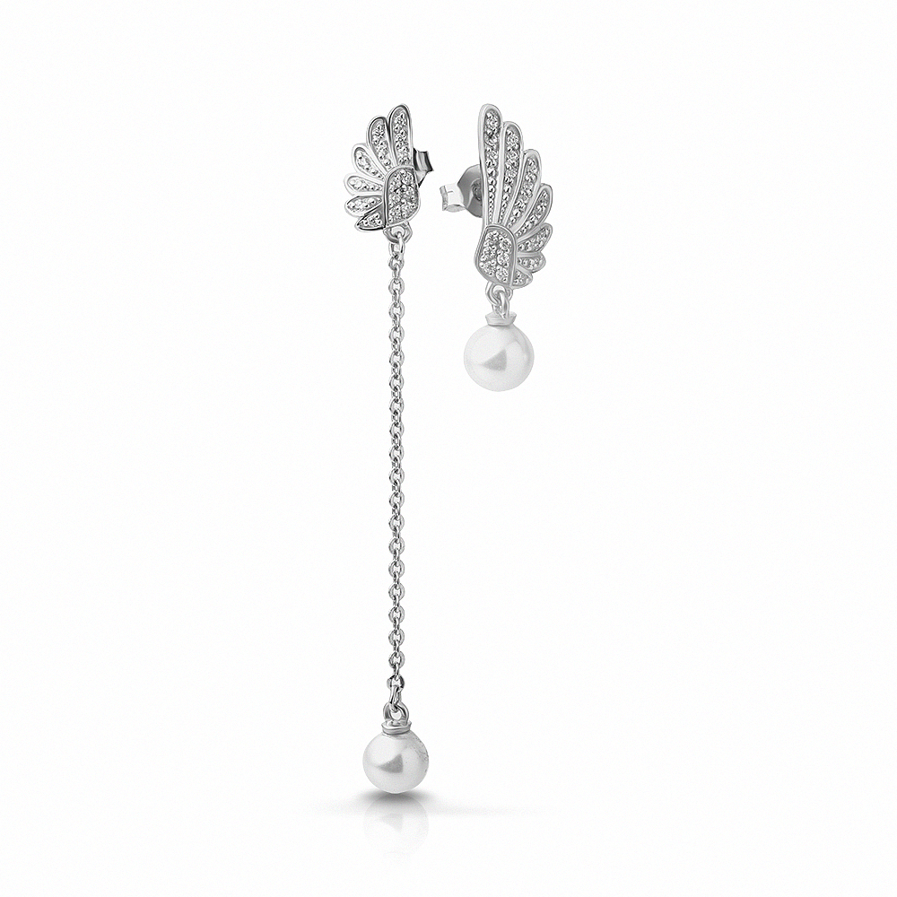 Серьги Вырица с фианитами и жемчугом swarovski