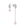 Серьги Вырица с фианитом и розовым жемчугом swarovski (крупный жемчуг)