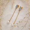 Серьги Вырица с фианитами и жемчугом swarovski 