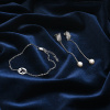 Серьги Вырица с фианитами и жемчугом swarovski