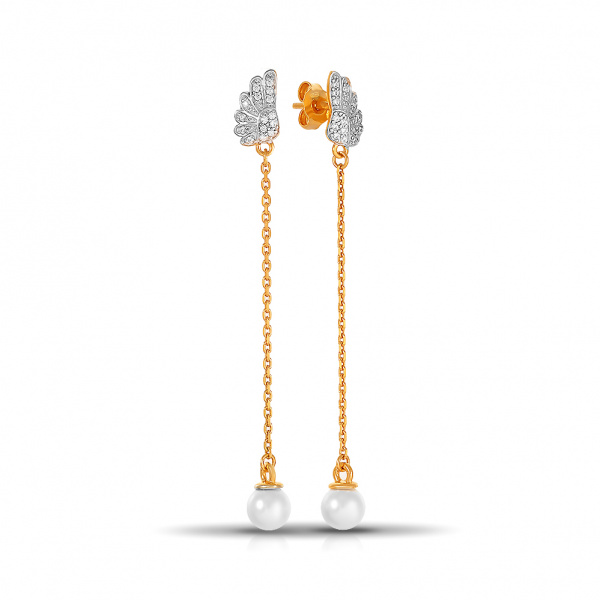 Серьги Вырица с фианитами и жемчугом swarovski