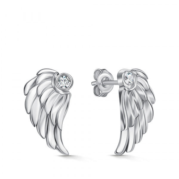 Серьги Вырица "Крылья" с фианитами и кристаллами swarovski