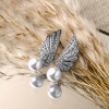 Серьги Вырица с фианитами и жемчугом swarovski