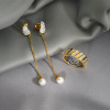 Серьги Вырица с фианитами и жемчугом swarovski 